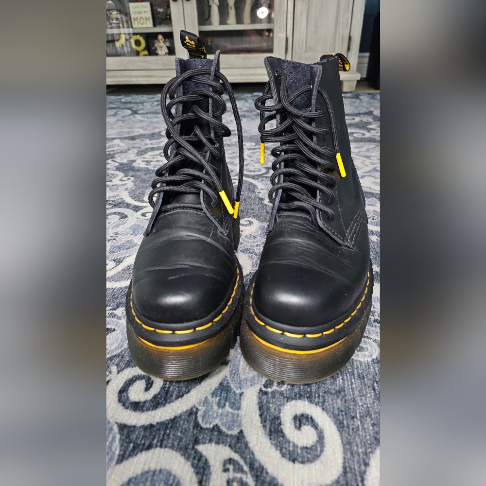 Dr. Martens Black Boots with Yellow Highlights